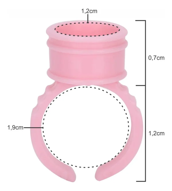 Anel Batoque Para Pigmentos - Rosa C/ 100 uni - Imagem 2