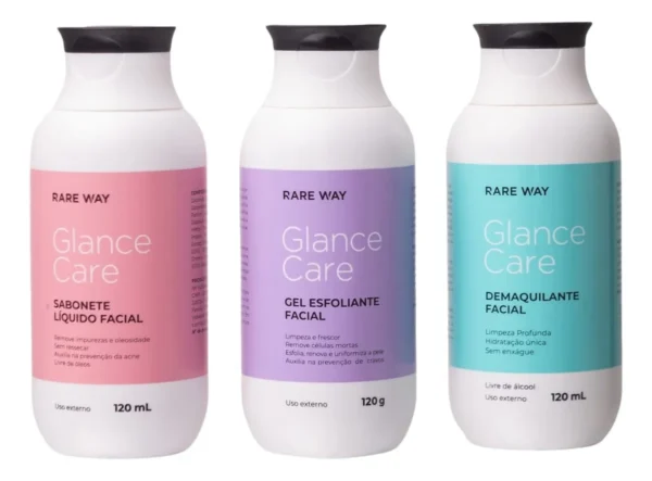 Kit Skin Care Glance Com Esfoliante Sabonete E Demaquilante Momento De Aplicação Dia/noite