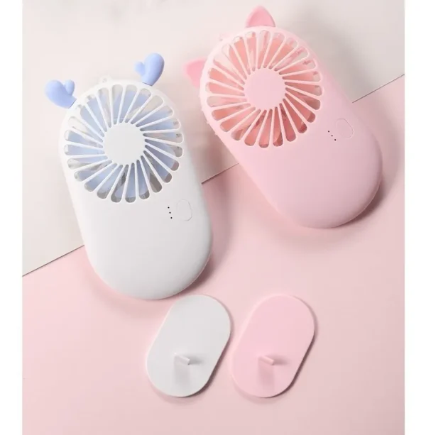 Mini Ventilador De Mão Bolso Mesa Gatinho 3 Velocidades/Recarregável