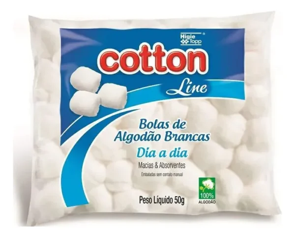 Algodão Em Bolas Brancas Hidrófilo 50g Cotton Line