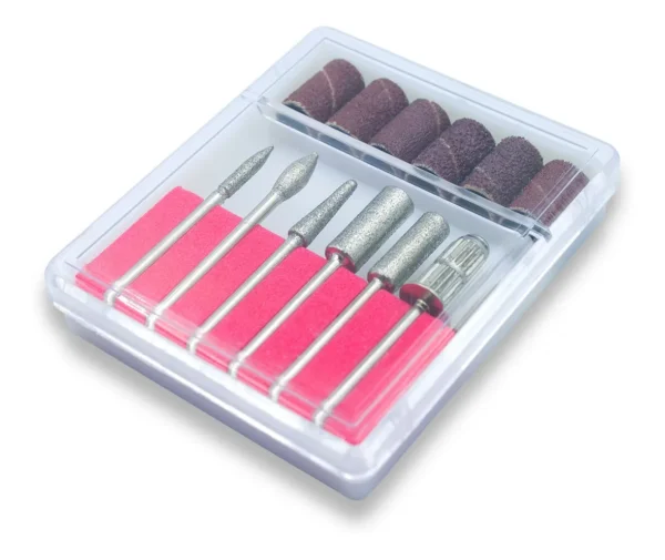 Kit 6 Brocas E 6 Lixas Refil Lixadeira Elétrica Unhas Gel