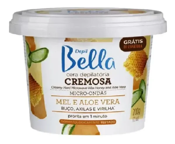 Cera depilatória cremosa mel e aloe vera 200g Depil Bella