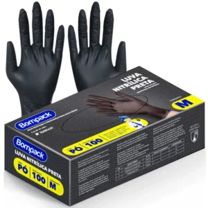 Luva Nitrílica - Bompack - Preta