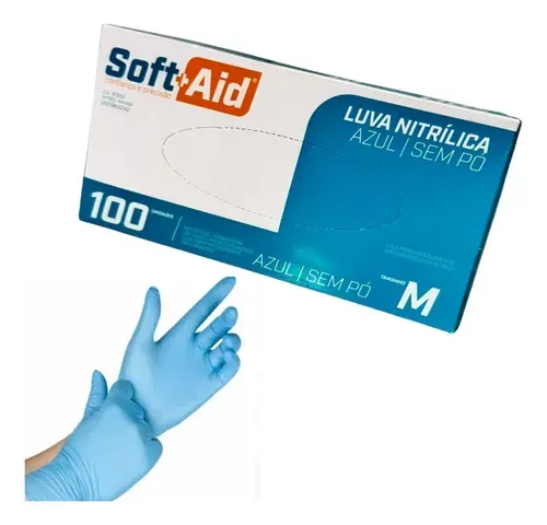 Luva Nitrílica - Soft Aid - Azul